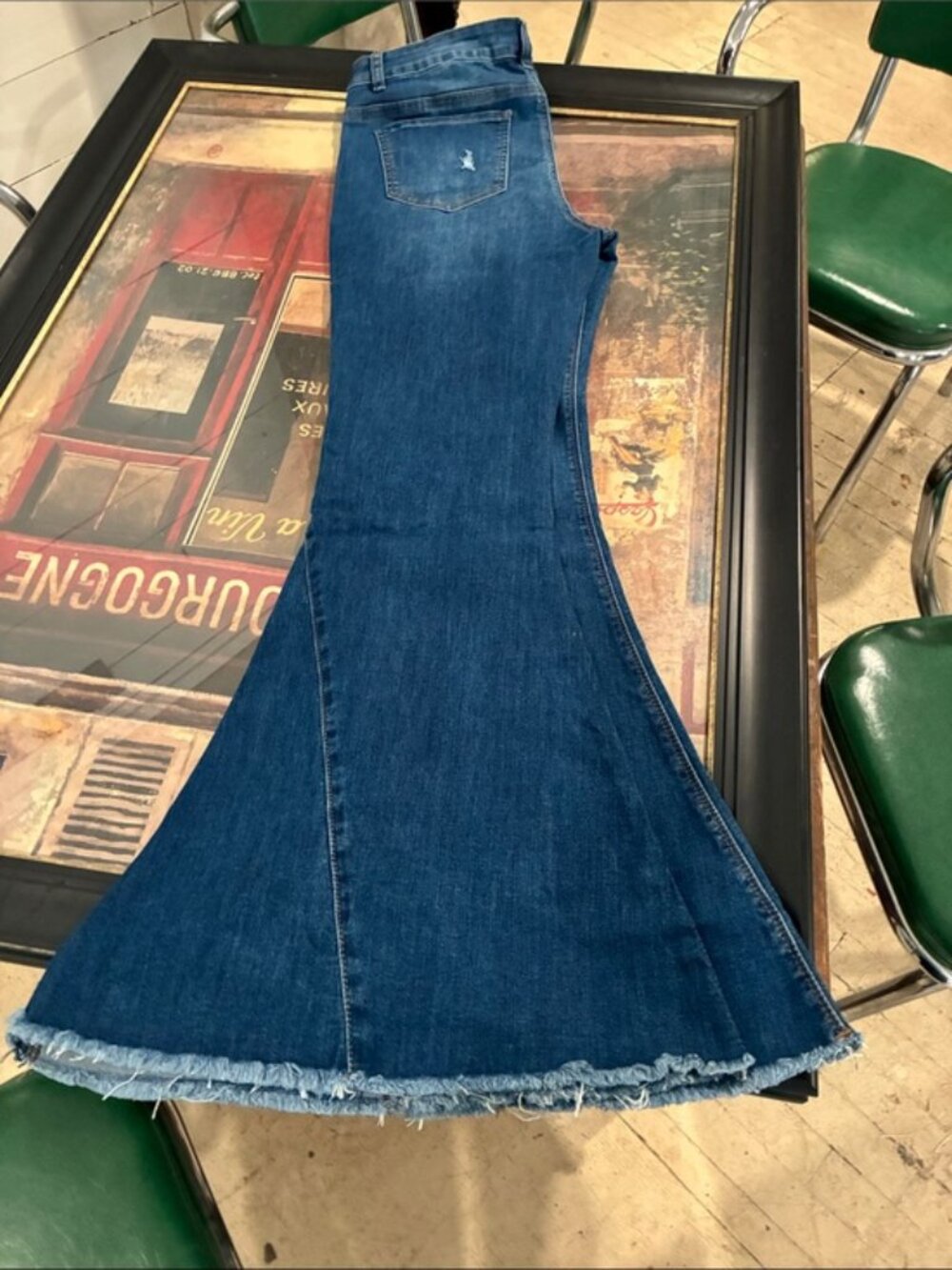 Lucky & Blessed Dark Blue Denim Flare Maxi Jeans plus size - Picture 2 of 8